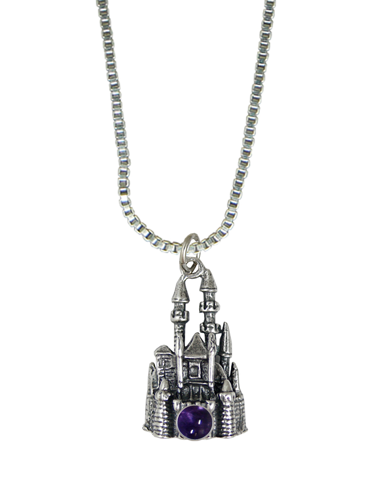 Sterling Silver 3D Queen's Castle Charm With Iolite